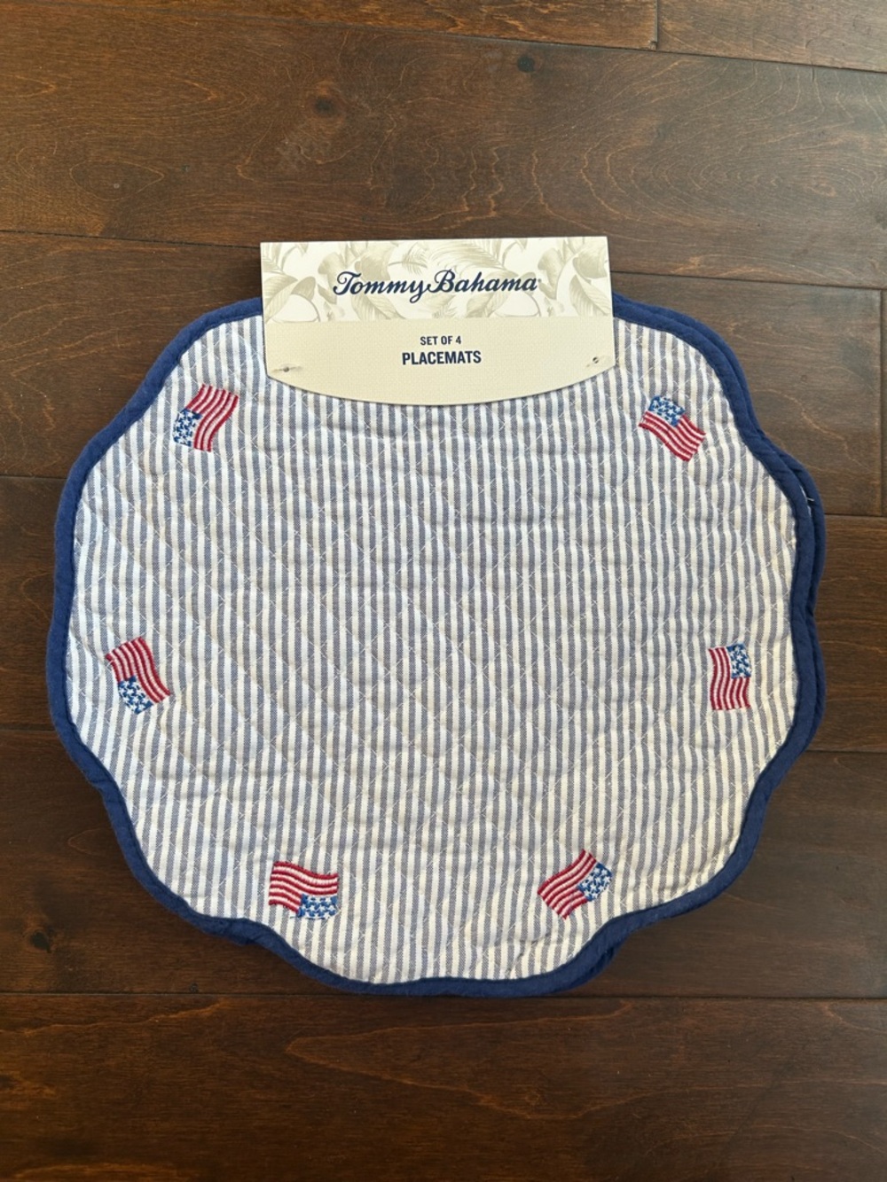 Tommy Bahama 4 Red White Blue  Placemats Quilted Americana Flag 4th July